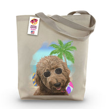 Load image into Gallery viewer, Beach Tote Bag, 'Apricot Doodle', Summer Dog Tote Bag