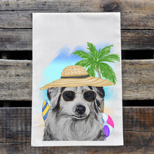 Load image into Gallery viewer, Beach Towel 'Australian Shepherd', Summer Dog Kitchen Decor