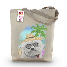 Load image into Gallery viewer, Beach Tote Bag, 'Bichon', Summer Dog Tote Bag