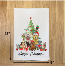Load image into Gallery viewer, Christmas Dogs and Cats Tea Towel - Dogs and Cats Under Christmas Tree