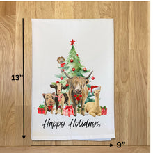 Load image into Gallery viewer, Farm Animal Christmas Towel - Farm Animals Under Christmas Tree - Holiday Farm Animal Decor