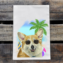 Load image into Gallery viewer, Beach Towel 'Corgi', Summer Dog Kitchen Decor