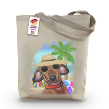 Load image into Gallery viewer, Beach Tote Bag, 'Dachshund', Summer Dog Tote Bag