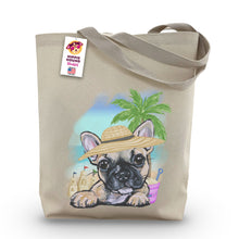 Load image into Gallery viewer, Beach Tote Bag, 'French Bulldog', Summer Dog Tote Bag