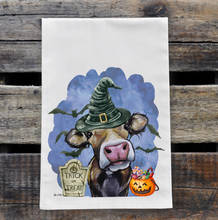 Load image into Gallery viewer, Cow Tea Towel 'Hazel', Halloween Decor