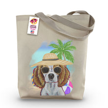 Load image into Gallery viewer, Beach Tote Bag, 'King Charles Spaniel', Summer Dog Tote Bag