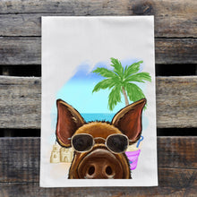 Load image into Gallery viewer, Beach Towel 'Elmer', Summer Pig Kitchen Decor