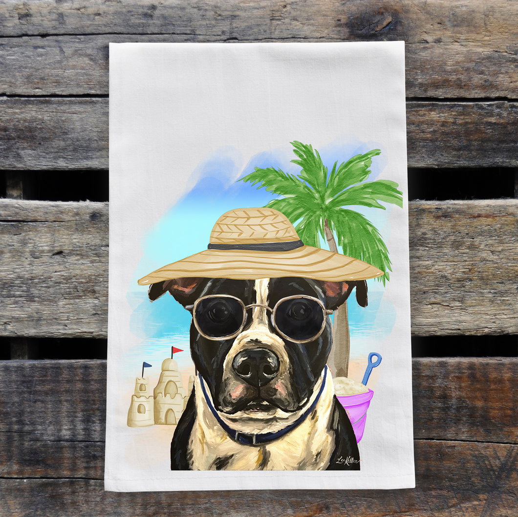 Beach Towel 'Pitt Bull', Summer Dog Kitchen Decor