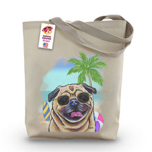 Load image into Gallery viewer, Beach Tote Bag, 'Pug', Summer Dog Tote Bag