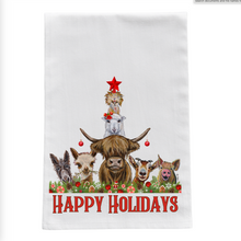 Load image into Gallery viewer, Farm Animal Christmas Towel - Funny Farm Animals Happy Holidays