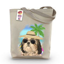 Load image into Gallery viewer, Beach Tote Bag, 'Shihtzu', Summer Dog Tote Bag