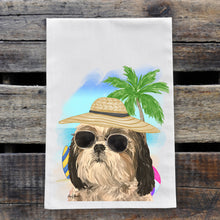 Load image into Gallery viewer, Beach Towel 'Shihtzu', Summer Dog Kitchen Decor