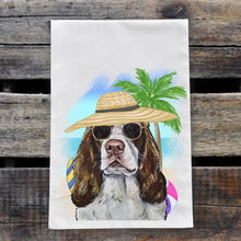 Load image into Gallery viewer, Beach Towel 'Springer Spaniel', Summer Dog Kitchen Decor