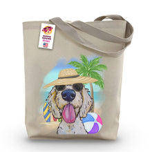 Load image into Gallery viewer, Beach Tote Bag, 'GoldenDoodle', Summer Dog Tote Bag