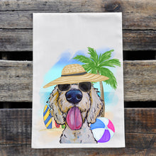 Load image into Gallery viewer, Beach Towel 'Goldendoodle', Summer Dog Kitchen Decor
