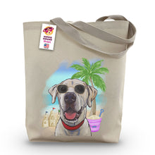 Load image into Gallery viewer, Beach Tote Bag, 'Yellow Lab', Summer Dog Tote Bag