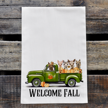Load image into Gallery viewer, Alpaca Fall Towel, 'Green Farm Truck'