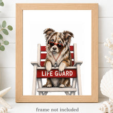 Load image into Gallery viewer, Coastal Australian Shepherd Art Print - Beach Dog Art Print