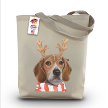 Load image into Gallery viewer, Dog Christmas Tote Bag, 'Beagle'