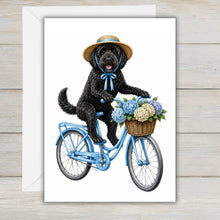 Load image into Gallery viewer, Coastal Black Golden Doodle Greeting Card - Beach Dog Greeting Cards - Labradoodle