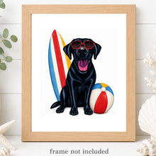 Load image into Gallery viewer, Black Lab Art Print - Beach Dog Art Print