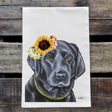 Load image into Gallery viewer, Sunflower Dog Towel 'Black Lab', Fall Dog Towel