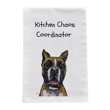 Load image into Gallery viewer, Boxer Kitchen Towel, Funny Dog Tea Towel, "Kitchen Chaos Coordinator"
