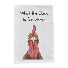 Load image into Gallery viewer, Chicken Tea Towel, Funny Kitchen Towel 'What the Cluck'