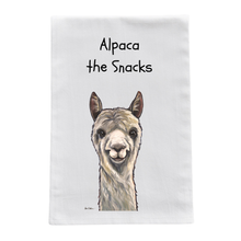 Load image into Gallery viewer, Alpaca Tea Towel, Funny Kitchen Towel "Alpaca The Snacks"