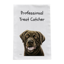 Load image into Gallery viewer, Chocolate Lab Kitchen Towel - Funny Dog Tea Towel - "Professional Treat Catcher"