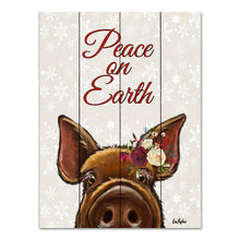 Load image into Gallery viewer, Christmas Pallet Wood Pig Sign 'Peace on Earth'