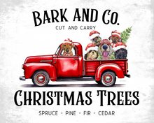 Load image into Gallery viewer, Christmas Dogs Art, 'Red Farm Truck' Christmas Decor Dog Print