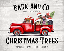 Load image into Gallery viewer, Christmas Dogs Art, 'Red Farm Truck' Christmas Decor Dog Print