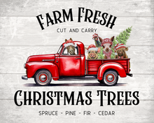Load image into Gallery viewer, Christmas Farm Animal Art, 'Red Farm Truck' Christmas Decor Animal Print