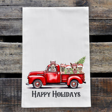 Load image into Gallery viewer, Alpaca Christmas Towel, 'Red Farm Truck'
