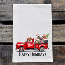 Load image into Gallery viewer, Dog Christmas Towel, 'Red Farm Truck'