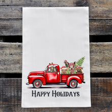 Load image into Gallery viewer, Farm Animal Christmas Towel, 'Red Farm Truck'
