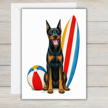 Load image into Gallery viewer, Coastal Doberman Greeting Card - Beach Dog Greeting Cards