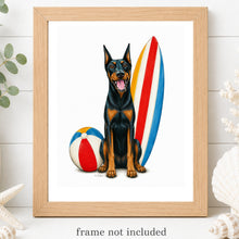 Load image into Gallery viewer, Doberman Art Print - Beach Dog Art Print