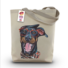 Load image into Gallery viewer, Dog Christmas Tote Bag, 'Doberman'