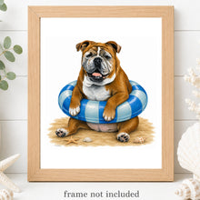 Load image into Gallery viewer, English Bulldog Art Print - Beach Dog Art Print
