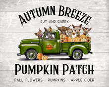Load image into Gallery viewer, Fall Farm Animal Art, 'Green Farm Truck' Fall Decor Animal Print