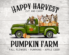 Load image into Gallery viewer, Fall Alpaca Art, 'Green Farm Truck' Fall Decor Alpaca Print