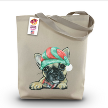 Load image into Gallery viewer, Dog Christmas Tote Bag, 'French Bulldog'