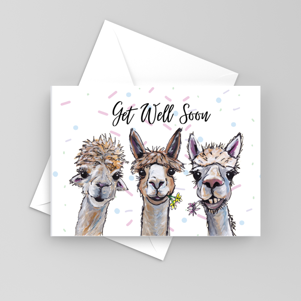 Wee Blue Coo Llama Cute Meditation Greeting Card With Envelope Inside
