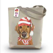 Load image into Gallery viewer, Dog Christmas Tote Bag, 'Golden Retriever'