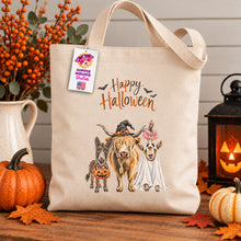 Load image into Gallery viewer, Happy Halloween Farm Animal Tote Bag, Funny Farm Halloween Canvas Tote