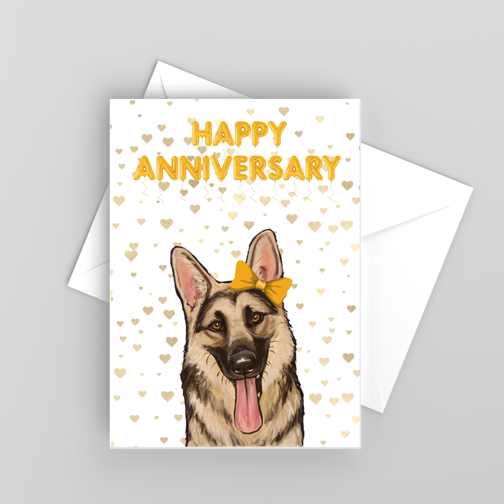 German Shepherd Greeting Card 'Happy Anniversary', Cute Dog Card
