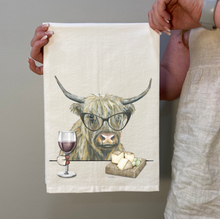 Load image into Gallery viewer, Highland Cow With Wine Towel, Highland Cow Kitchen Decor