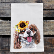 Load image into Gallery viewer, Sunflower Dog Towel 'King Charles Spaniel', Fall Dog Towel